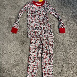 Charming Floral Kids Pajama Set with Red Trim